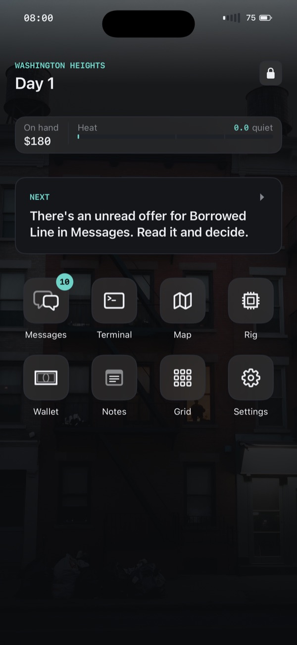 Six apps. The phone is not a metaphor for the interface — it is the interface.